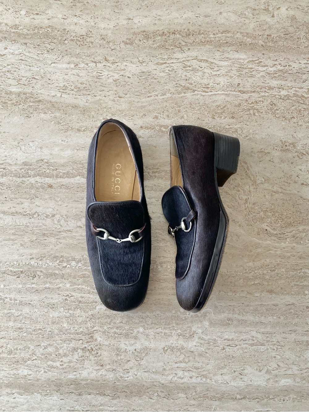 Vintage Gucci Tom Ford-era Pony Hair Horsebit Loafers